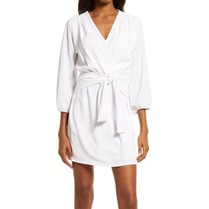 Fraiche by J Long Sleeve Tie Front Dress white